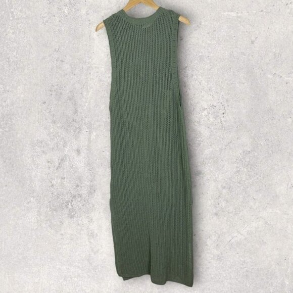 NEW Rag and Bone Riley Crochet Knit Split Hem Maxi Dress Sage Green Size XL Boho - Picture 14 of 15
